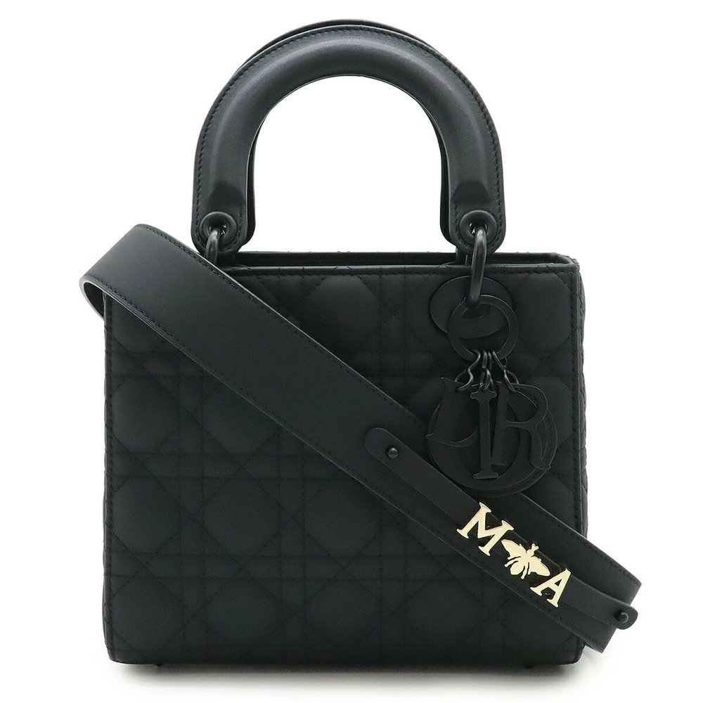 Christian Dior Lady My ABCDior Cannage 2way Shoulder Bag Black